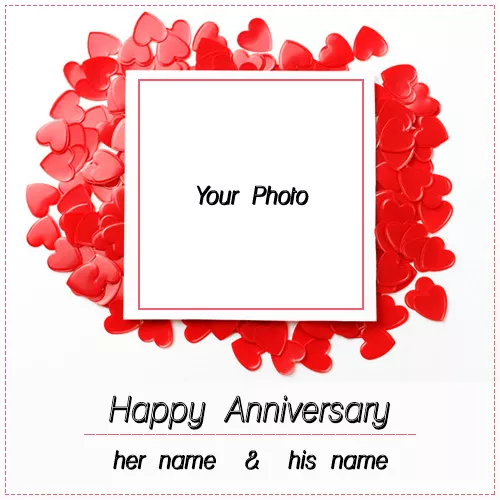 Wedding Anniversary Heart Photo Frame With Name